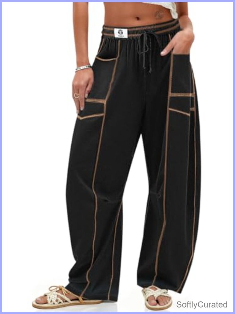 Wide Leg Linen Blend Palazzo Pants Drawstring Boho Beach Lounge